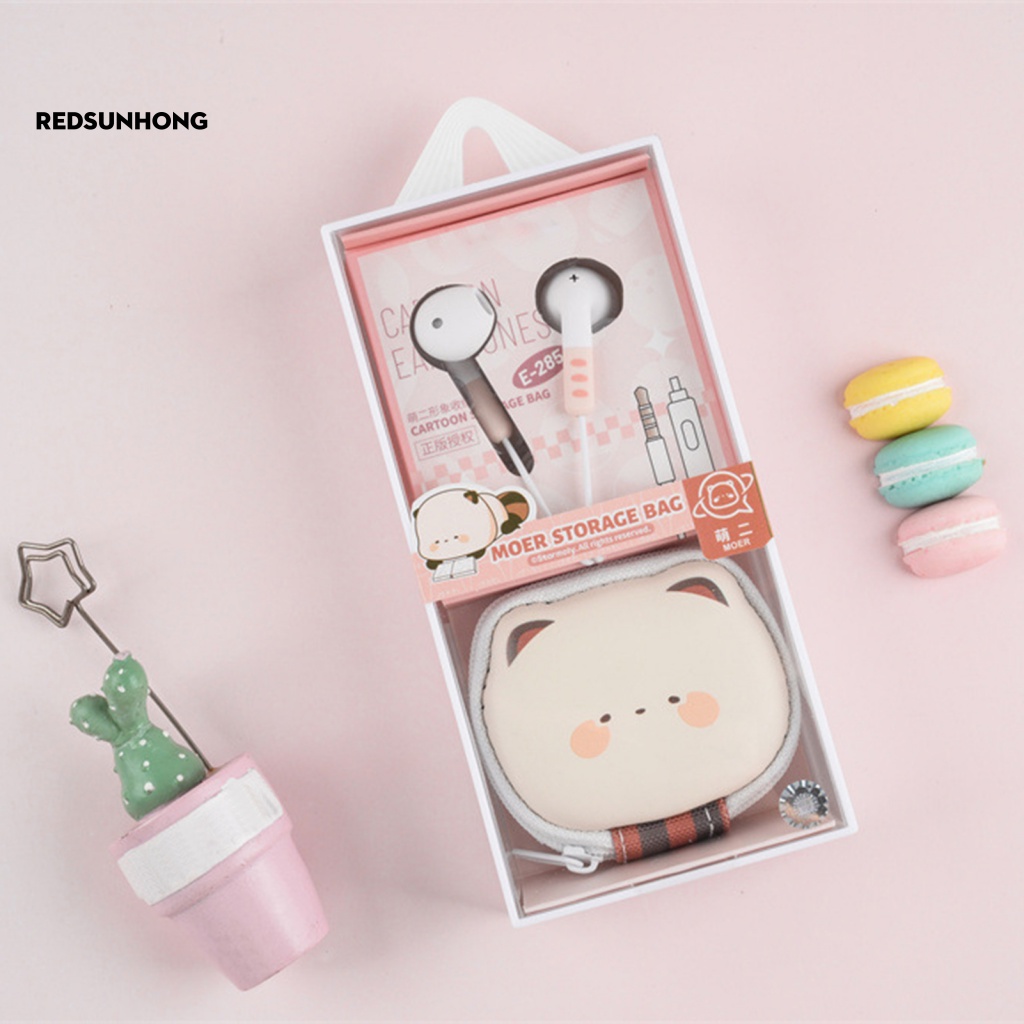 Tai Nghe Nhét Tai 3.5mm Hình Mèo Hoạt Hình Có Dây Siêu Nhẹ