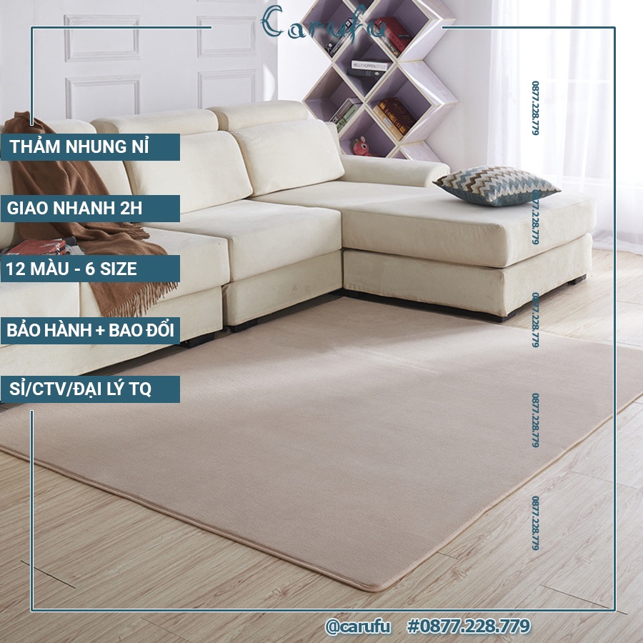 Thảm trải sàn phòng khách 200x160cm màu Lac đà NHUNG nỉ cao cấp
