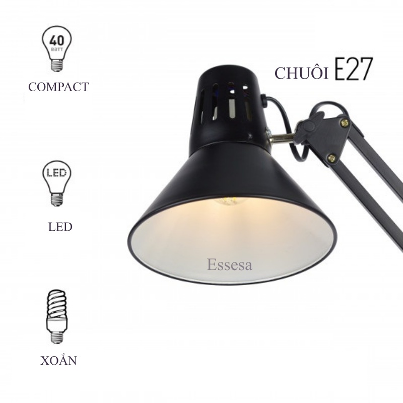 Đèn kẹp cổ điện chóa tam giác sang trọng, đèn pixar decor