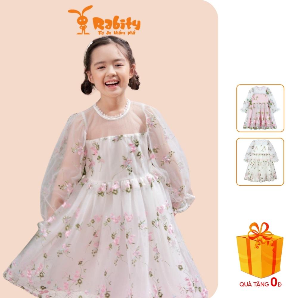 Đầm váy dự tiệc công chúa đính hoa bé gái Rabity 91758