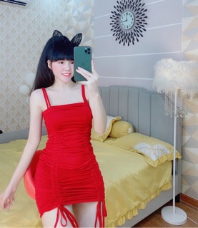 [HÌNH_THẬT_100%] Đầm body rút dây eo 2 bên