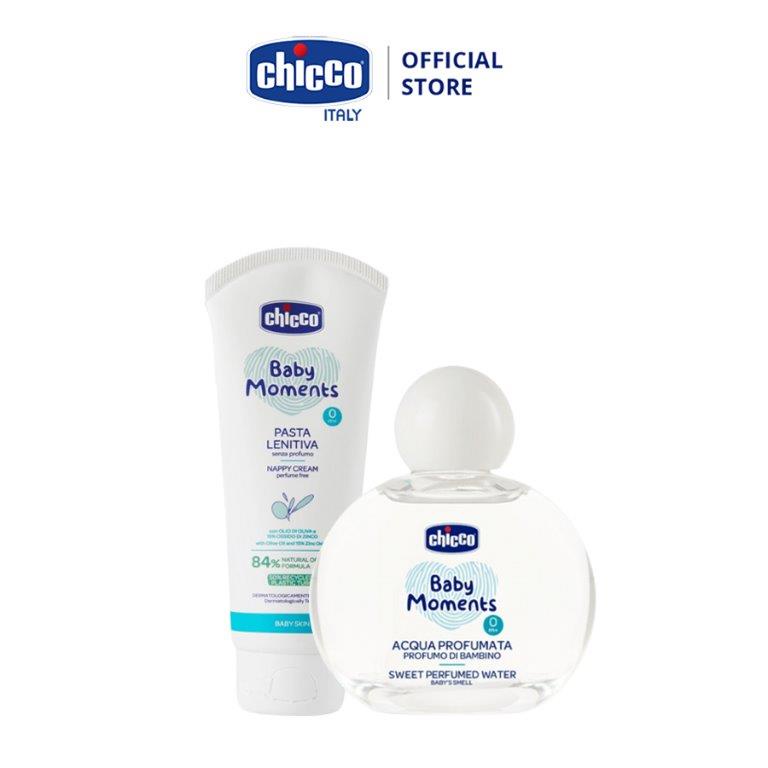 Combo Kem hăm 3 tác động Chicco 0M+ 100ml & Nước hoa hương tự nhiên 0M+ Chicco 100ml (mới)