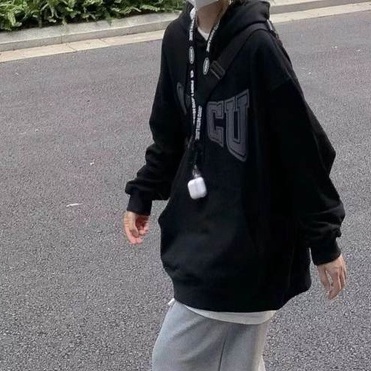 Áo Hoodie Tay Dài Form Rộng Theo Phong Cách Preppy Dễ Phối Đồ