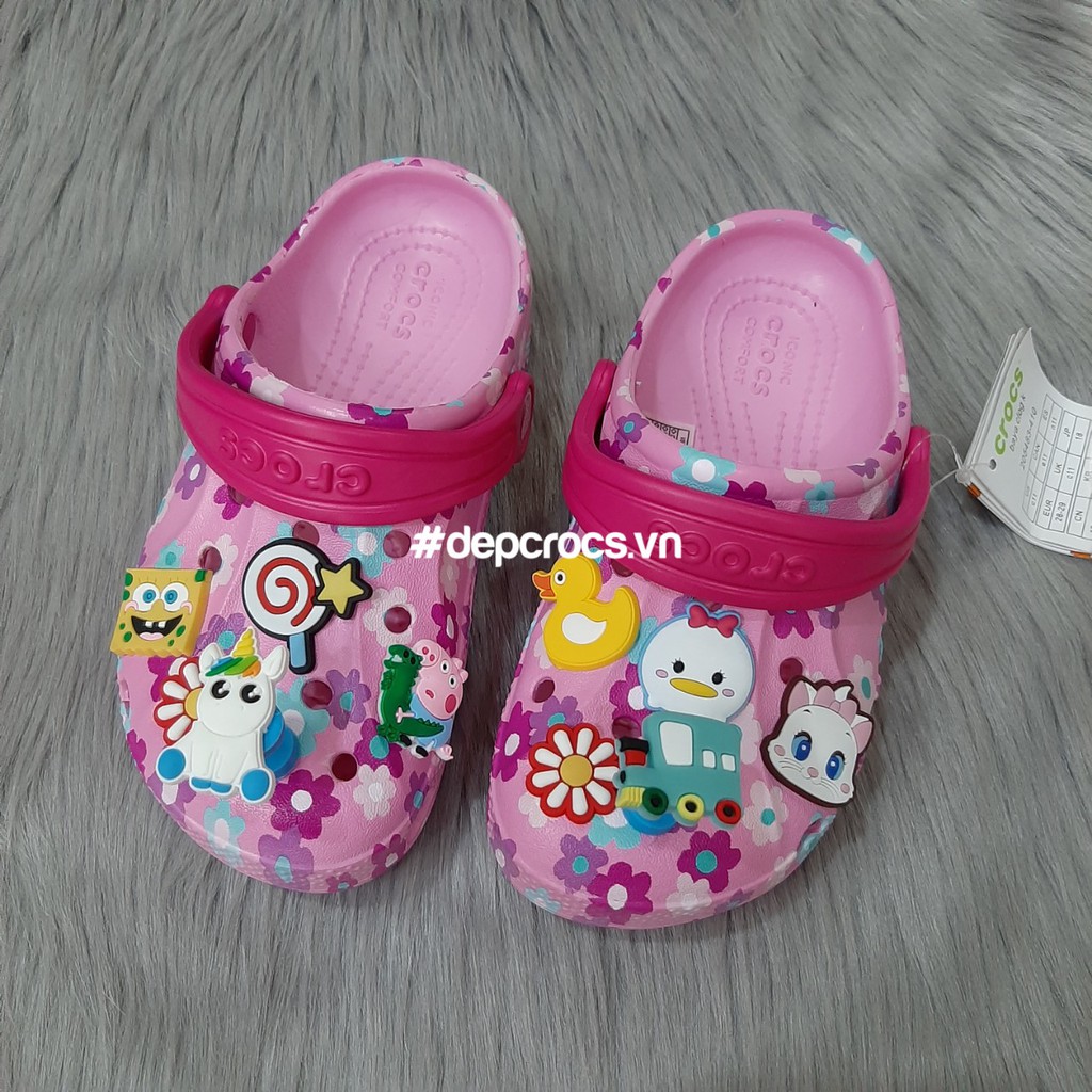 Dép sục crocs classic baya bé gái màu hồng, dép crocs màu hồng cho bé gái giá rẻ - crocs house