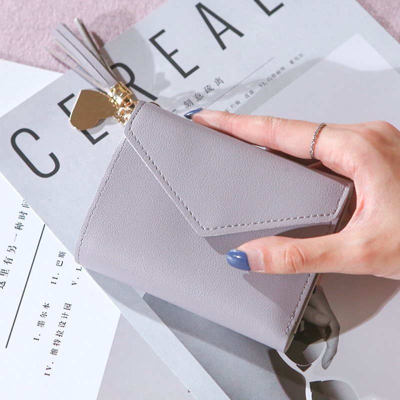 Ví Ngắn Màu Trơn Thiết Kế Xinh Xắn Cho Nữ