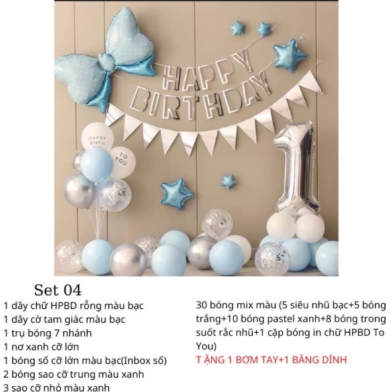 Sét bóng trang trí sinh nhật cho bé trai, bé gái kèm quà tặng