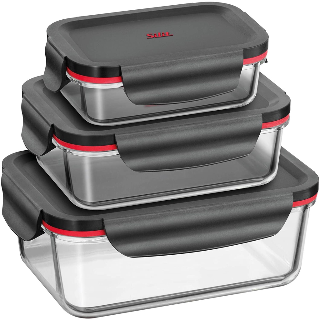 Set hộp thủy tinh Silit Storio đựng thực phẩm trong tủ lạnh 3 chiếc có hộp [nhập Đức chính hãng]