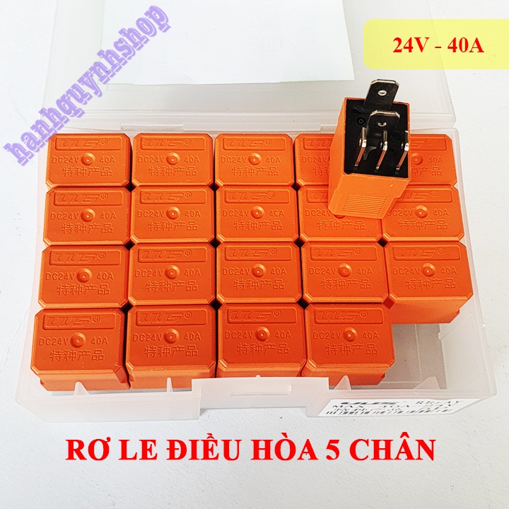 Hộp 20 Rơ le điều hòa ô tô 5 chân 12V 40A hoặc 24V 40A màu cam hàng đẹp loại 1
