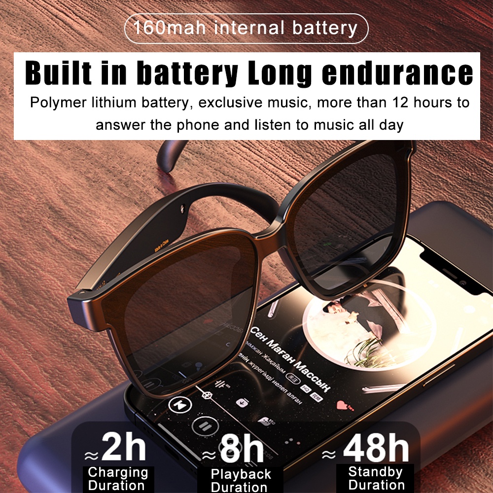 Kính mát thông minh VIRWIR DY-12 kết nối Bluetooth 5.0 phong cách thể thao