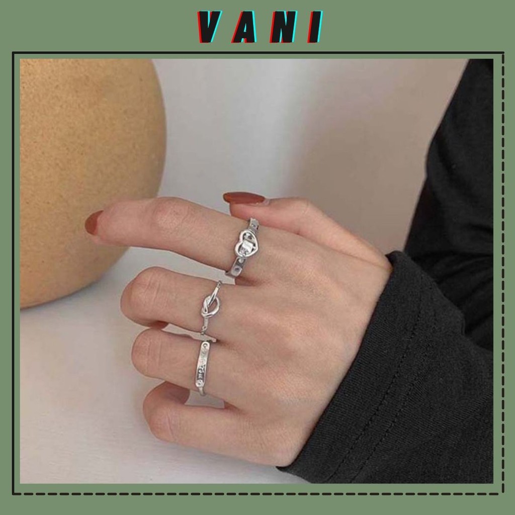 BST Nhẫn Hình Thắt Lưng Trái Tim Thắt Chéo Phong Cách Unisex - Vani Store [TS000445]