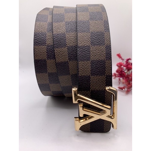 thắt lưng caro vàng - Dây nịt nam cao cấp khóa đồng cực hót 2022