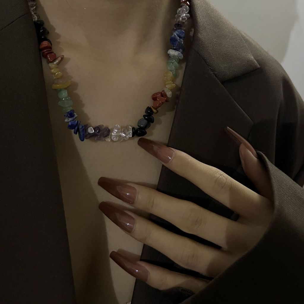 Vòng cổ xâu hạt đá nhiều màu sắc cho nữ