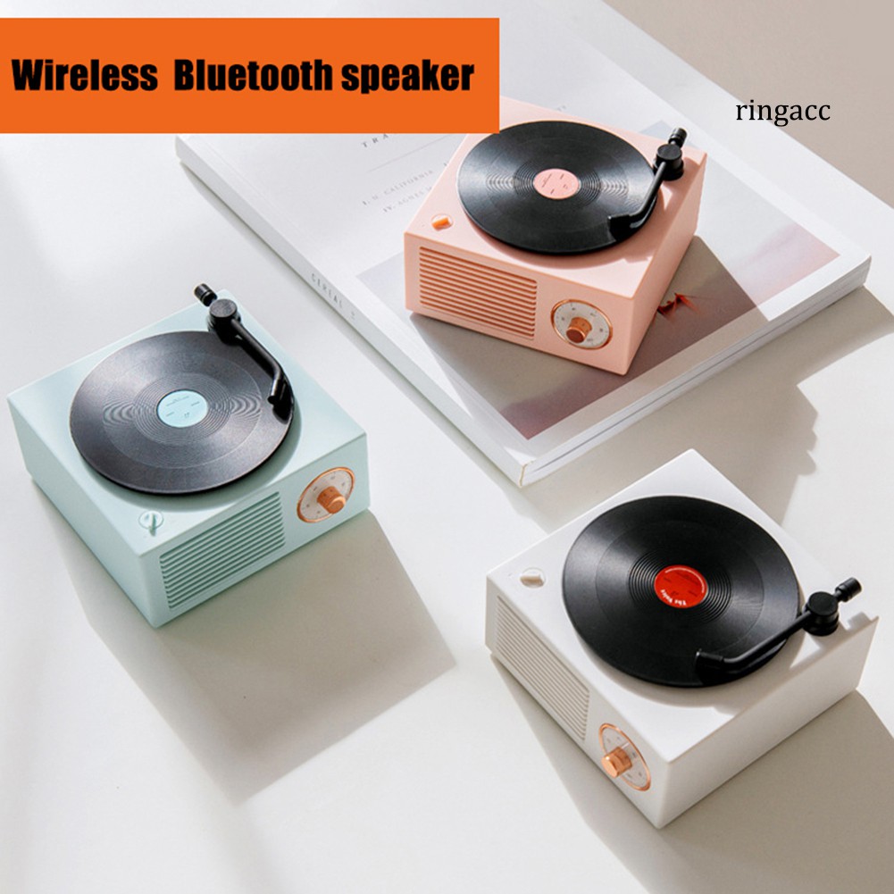 RC_Mini Retro Vinyl Record Wireless Bluetooth Speaker Knob Control AUX Music Player