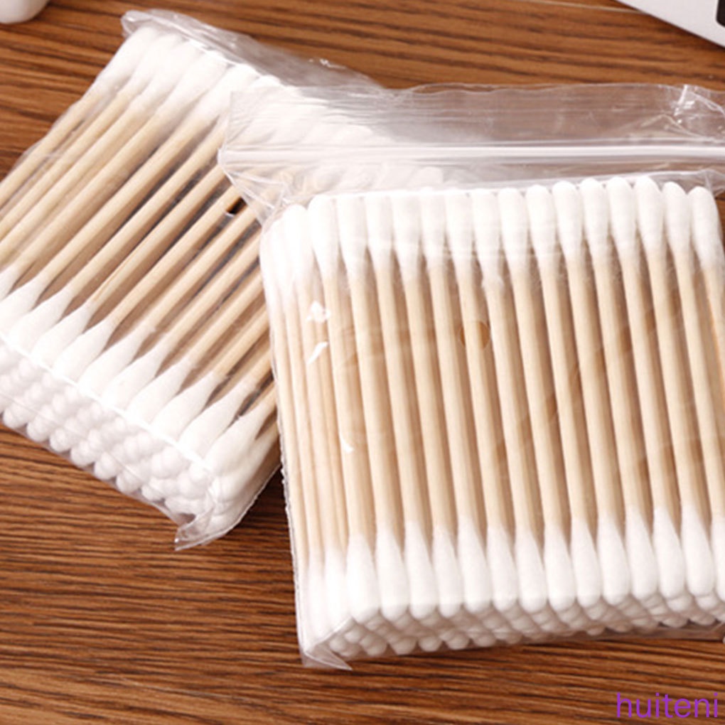 [Hàng mới về] Bộ 2 túi tăm bông cotton hai đầu dùng trang điểm cho bé