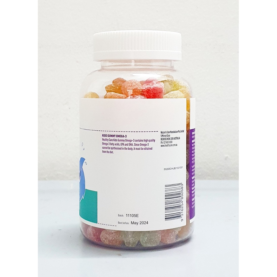 Kẹo dẻo bổ sung Omega3 Kid Gummy Omega3 hãng Healthy Care Úc chai 250 viên