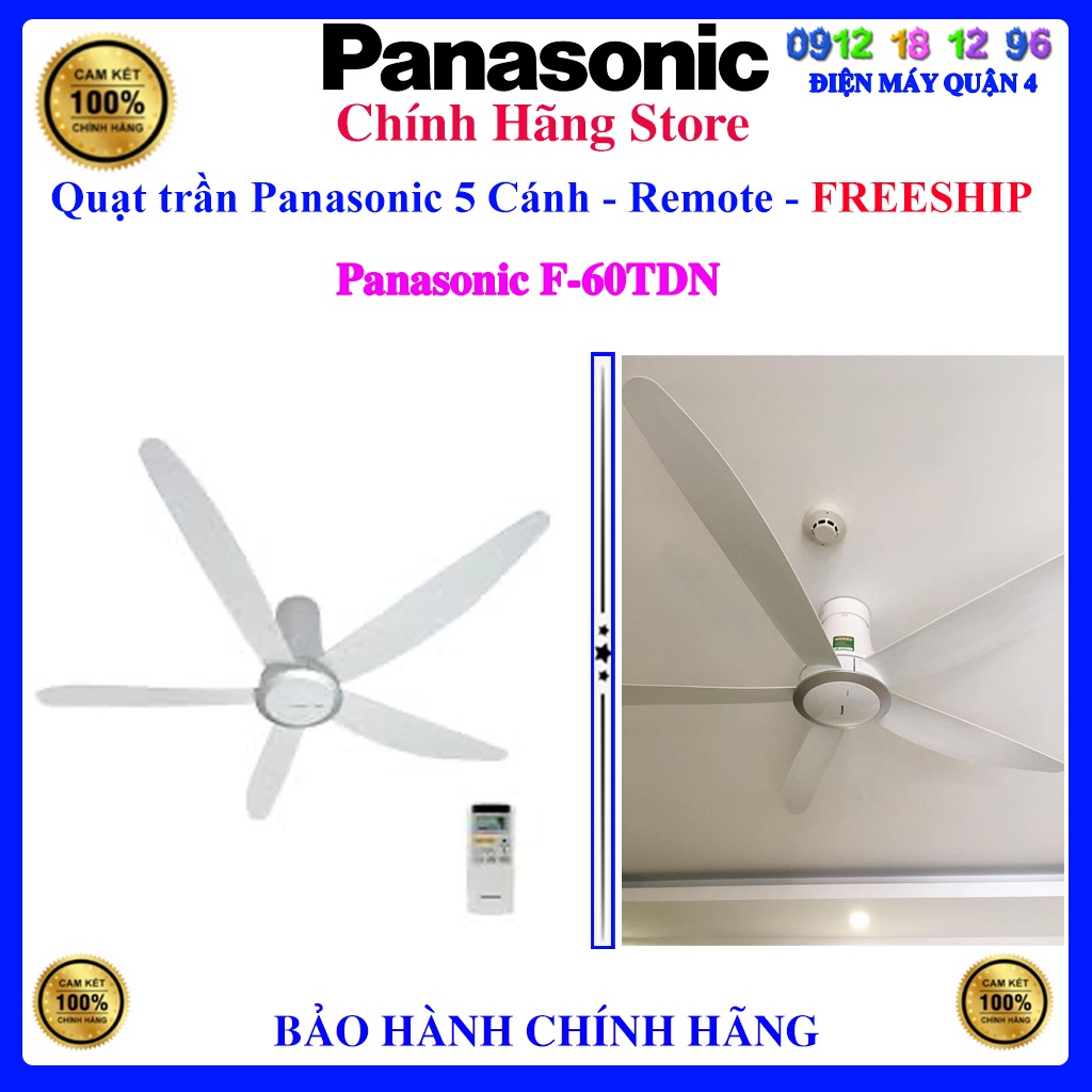 Quạt trần Panasonic F-60TDN 5 cánh có điều khiển