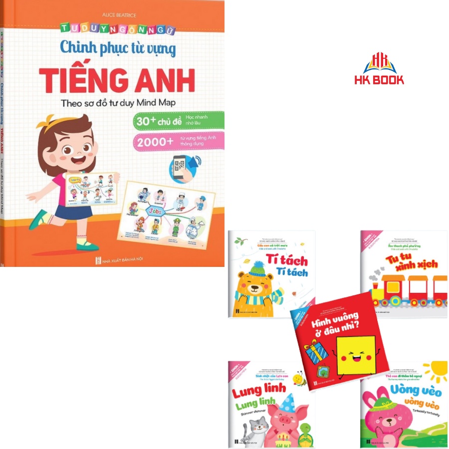 Sách - Combo 5 cuốn Ehon song ngữ có file nghe (Việt - Anh) và cuốn chinh phục từ vựng Tiếng Anh Mindmap - (6 cuốn)