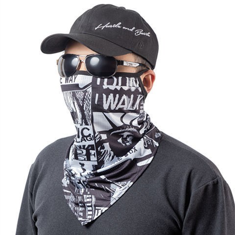 Sunscreen mask riding mask rider face towel ice silk CS skull bib cover summer fishing hanging ear headband men and women