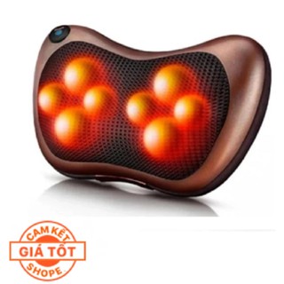 Gối mát xa hồng ngoại đa năng 8 bi nâu