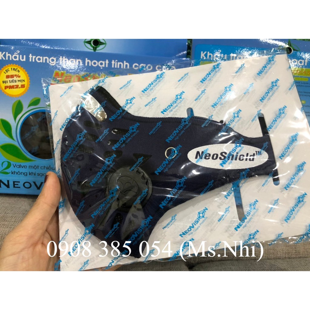 Neovision- Khẩu trang than hoạt tính NeoShield kháng khuẩn chống bụi mịn cực tốt- Hình thật