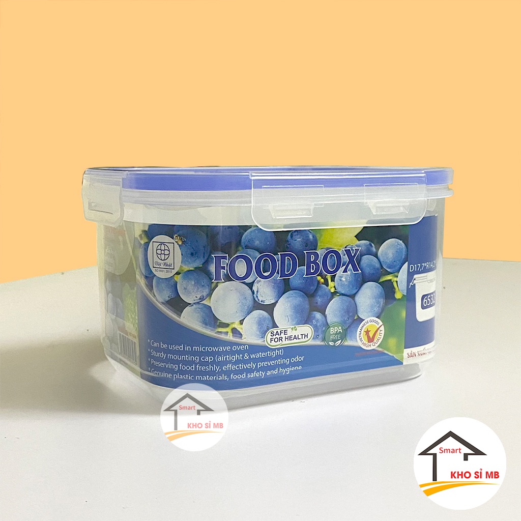Hộp nhựa đựng thực phẩm trong tủ lạnh, hộp đựng cơm, đồ ăn Việt Nhật có quai cài, dùng được lò vi sóng kho sỉ mb