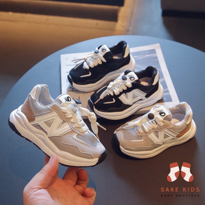 Giày thể thao cho bé, Giày sneakers thấp cổ dây rút chất da PU siêu mềm phối lưới thoáng khí thoải mái M628
