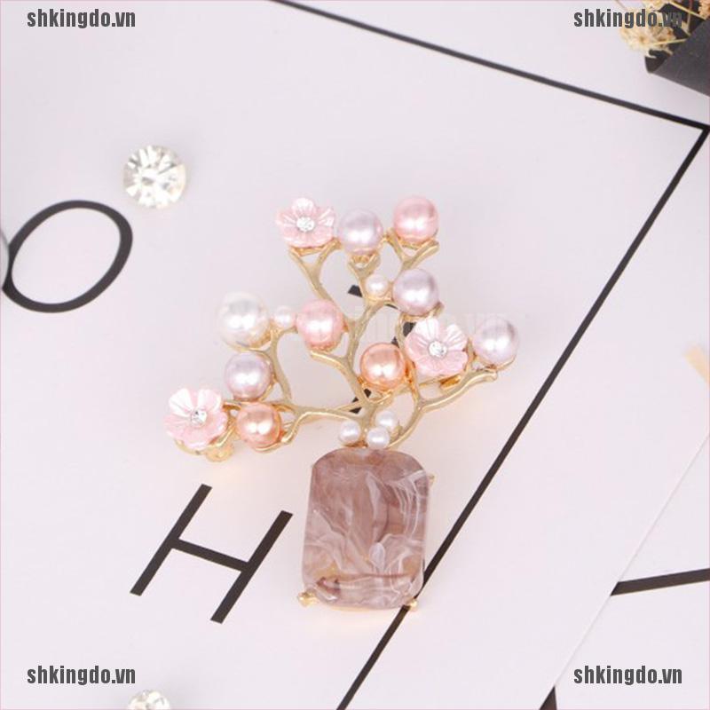 Trâm cài áo hình hoa mận đính đá sang trọng cho nữ