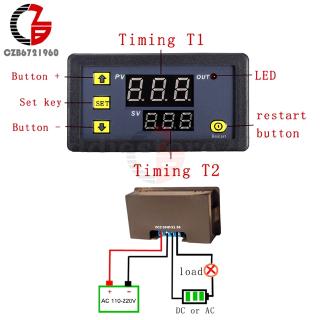 AC 110V 220V 12V Digital Time Delay Relay Dual LED Display Cycle Timer Control Switch Adjustable Timing Relay Time Delay Switch