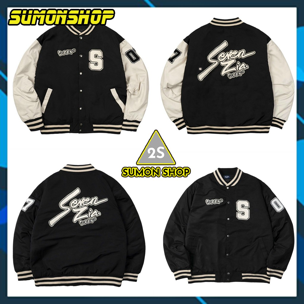 Áo khoác Bomber dù Chống Nắng CREW Unisex Form rộng 2 lớp Nam/Nữ Bomber Jackets phối màu classic Chất -Sumon Shop
