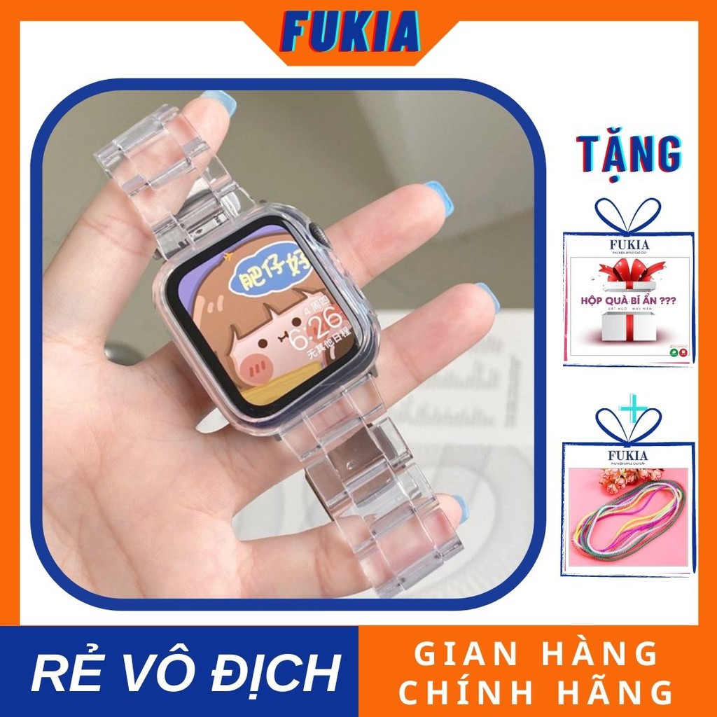 Dây Đeo Nhựa Trong Suốt Thời Trang cho đồng Hồ Thông Minh iWatch 1/2/3/4/5/6/7/SE Size 38mm 40mm 41mm 42mm 44mm 45mm