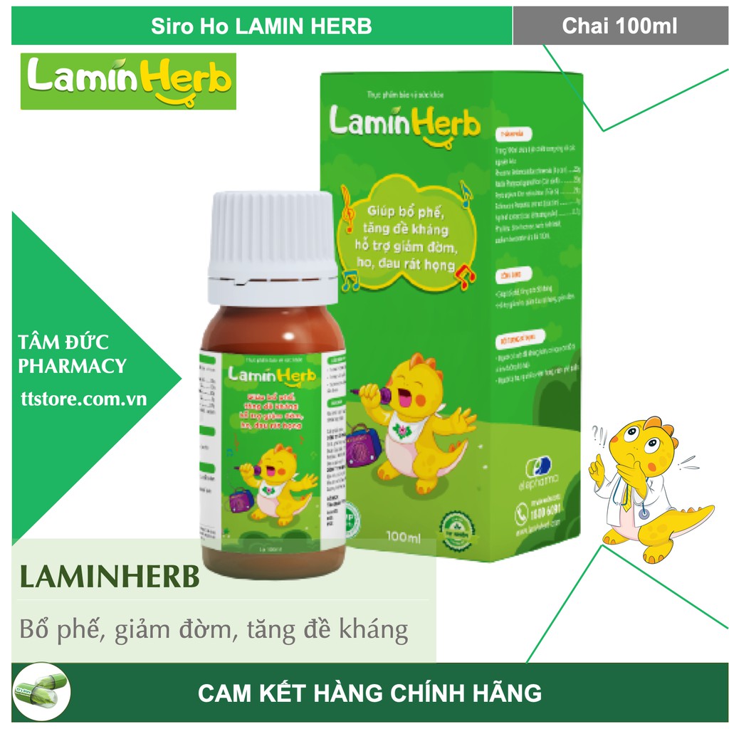 LAMIN HERB [Chai 100ml] - Siro ho bổ phế, tăng đề kháng cho trẻ từ 2 tuổi [laminherb / laminkid / prospan]