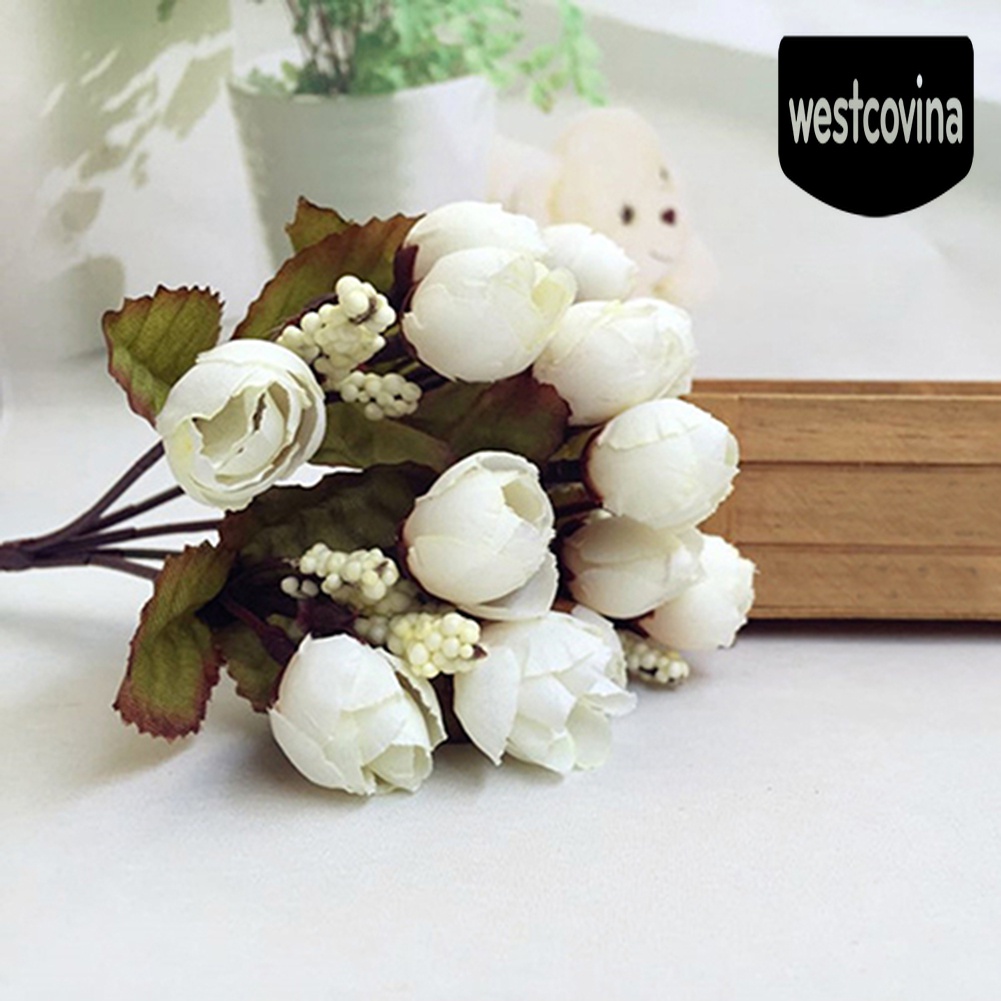 [Hot]☀ 1 Bó Hoa Hồng Nhân Tạo 15 Bông Trang Trí Tiệc Cưới