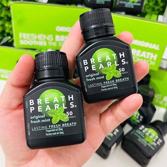Viên Uống Thơm Miệng Breath Pearls 50 Viên Úc Chính Hãng Khử mùi hôi miệng