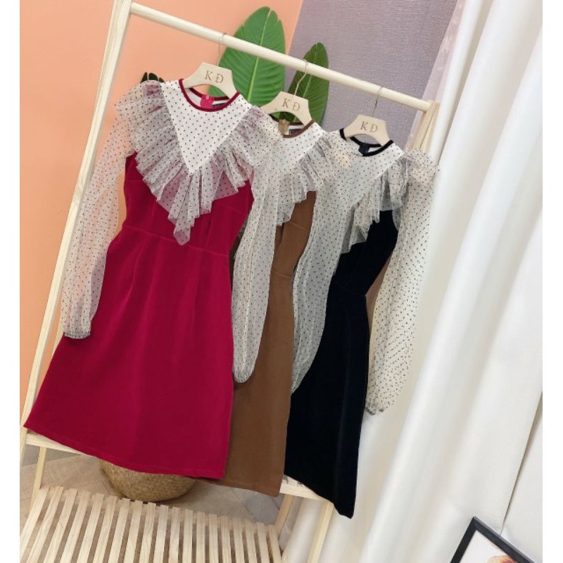 Váy xòe nhung tiểu thư phối xinh xinh | BigBuy360 - bigbuy360.vn