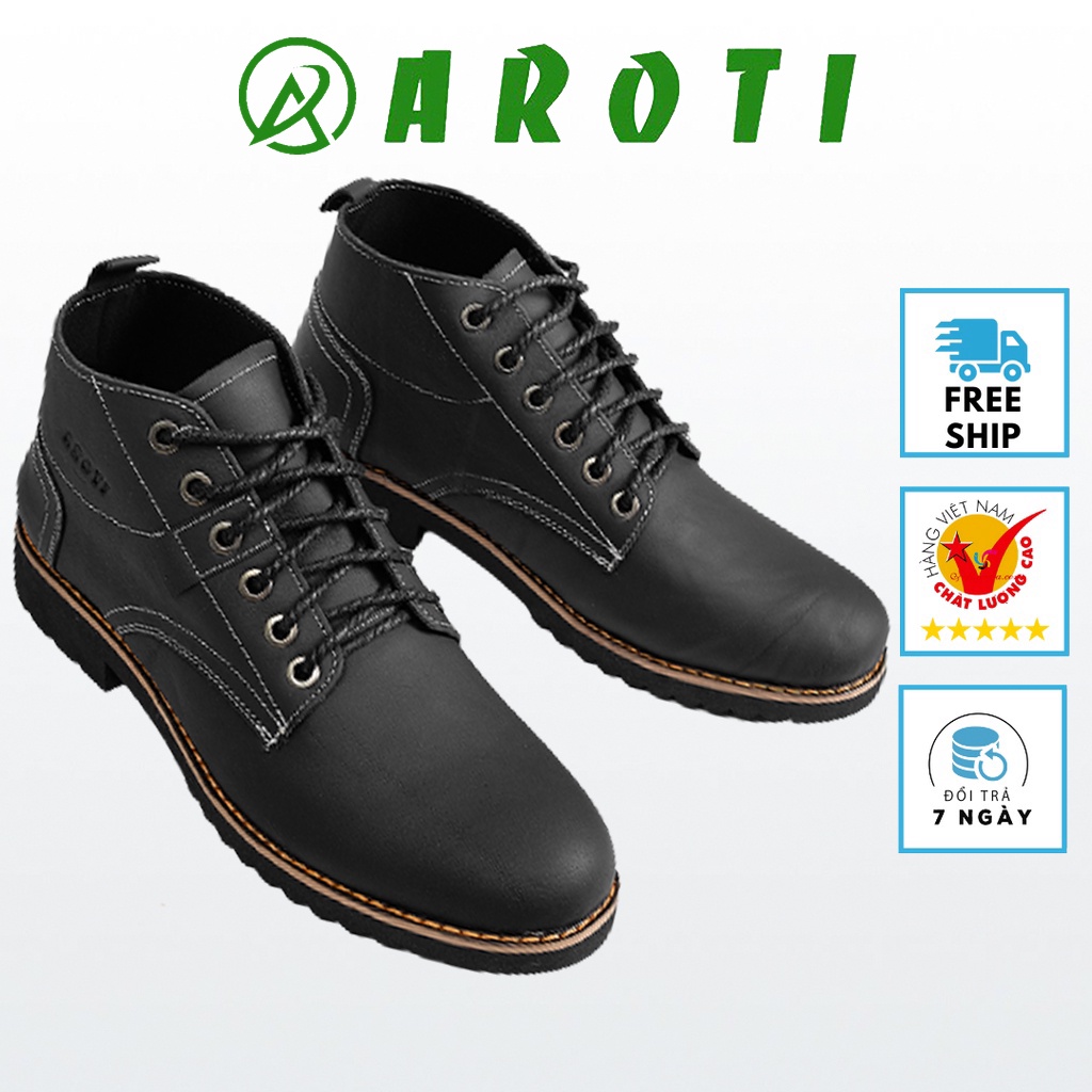 Giày Boot Nam AROTI Cổ Lửng Chất Da Bò Đẹp Cao Cấp,Đế Khâu Chắc Chắn Form Mạnh Mẽ,Cực Nam Tính Màu Xám - Đủ size G605-X