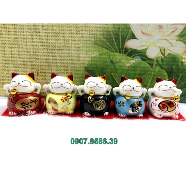 Full Set Bộ 5 Tượng mèo sứ thần tài Maneki Neko Japan ( mèo đứng )