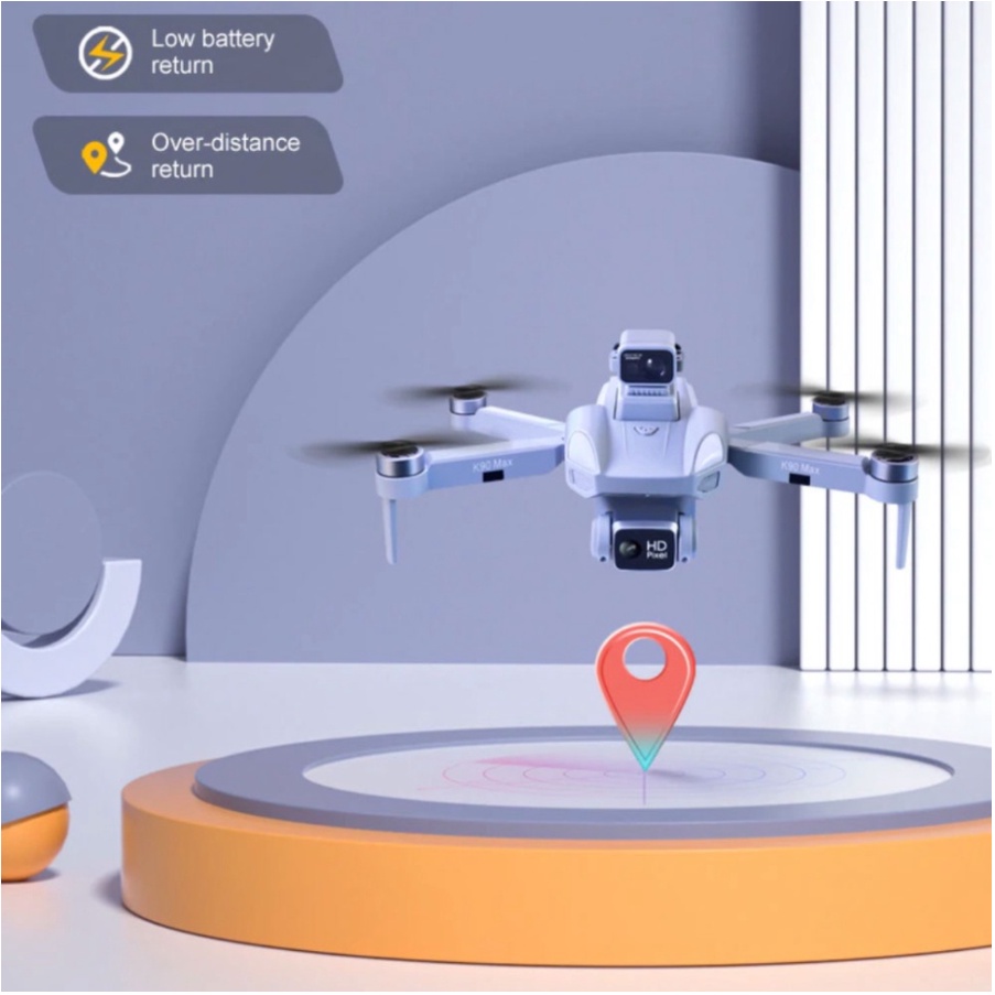 Có Video Mô Tả  Flycam K90 Max Cảm Biến Chống Va Chạm Bay 25 Phút, Bay Cao Xa 1500m, Camera 4k Chống Rung, Định Vị GPS