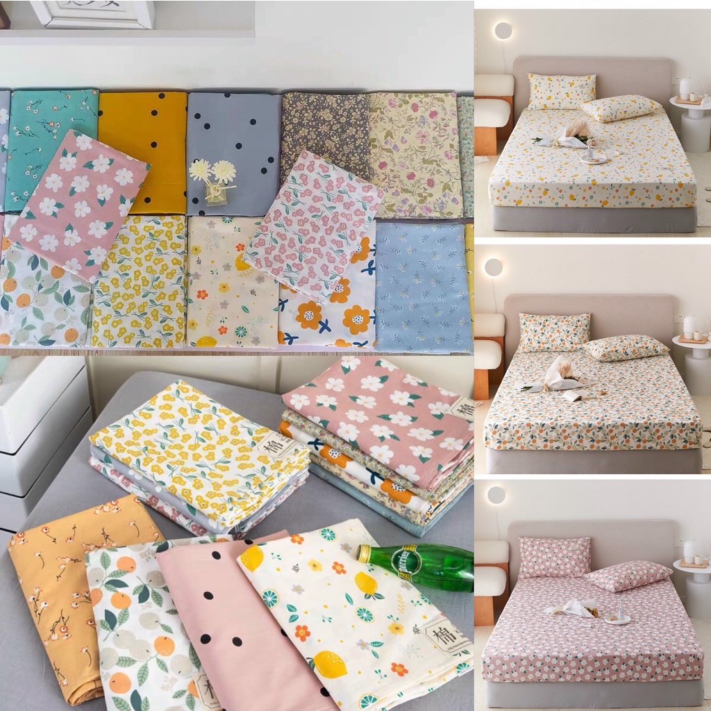 Bộ ga gối cotton hữu cơ 100% - set 3 món vintage - hàng nhập loai 1
