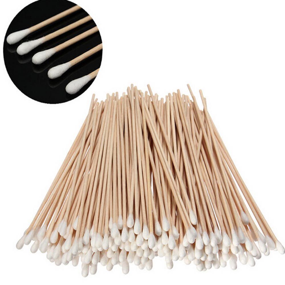 [Hàng mới về] Set 100 tăm bông cotton y tế cán gỗ dài 6&quot;  thiết kế tiện dụng