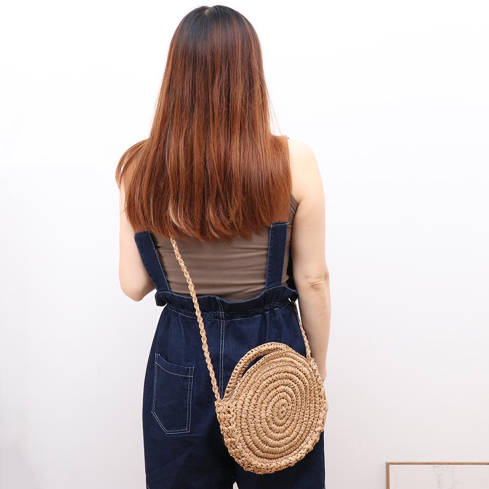 EUCA Túi Cói Đan Thủ Công Hình Tròn Xinh Xắn Cho Nữ