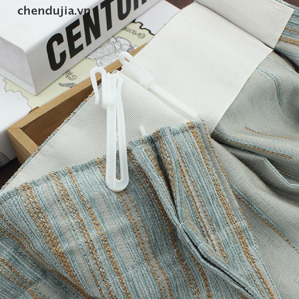 Set 10 Móc Treo Rèm cửa sổ Bằng Nhựa Màu Trắng Kích Thước 7cm / 8.5cm Tiện Dụng Cho Gia Đình / Văn Phòng