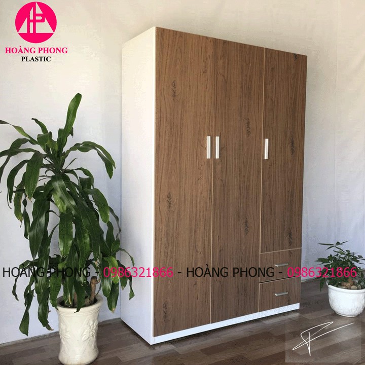 ( HÀNG CHÍNH HÃNG ) Tủ quần áo nhựa đài loan 3 cánh vân gỗ ngang 1m22 cao 1m85 miễn phí giao hàng | BigBuy360 - bigbuy360.vn