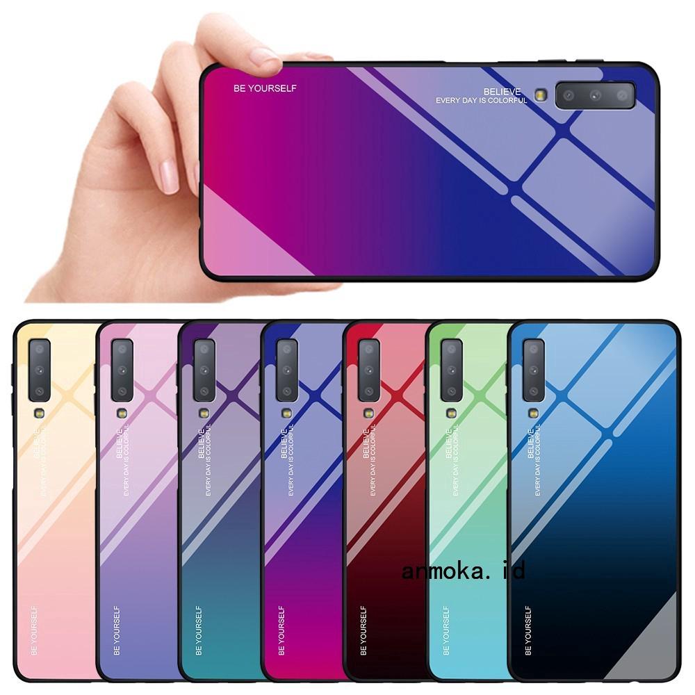 Pelindung Layar Tempered Glass Warna Gradasi untuk Samsung Galaxy A7 2018