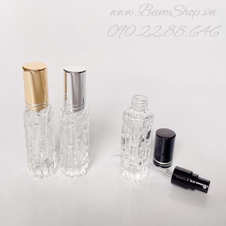 Chai chiết nước hoa vân đá 10ml, chai thuỷ tinh rất dày và chắc chắn, xịt phun sương