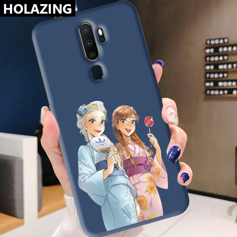 OPPO A15 A32 A33 A9 2020 A5 A3S AX7 AX5S A7 OPPO A53 A31 A91 A12 F11 Pro F9 Candy Color Phone Cases vỏ điện thoại Frozen Elsa and Anna Soft Silicone Cover