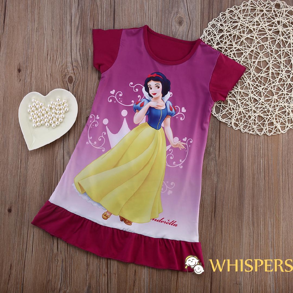 Đầm Công Chúa Tay Ngắn In Hình Nàng Tiên Cá Cho Bé Gái Từ 3-10 Tuổi