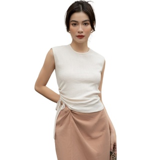 Olv - áo white ruching side top