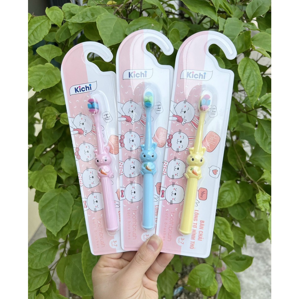 Bàn chải đánh răng cho bé lông tơ siêu mềm Kichilachi cho bé từ 3-7 tuổi
