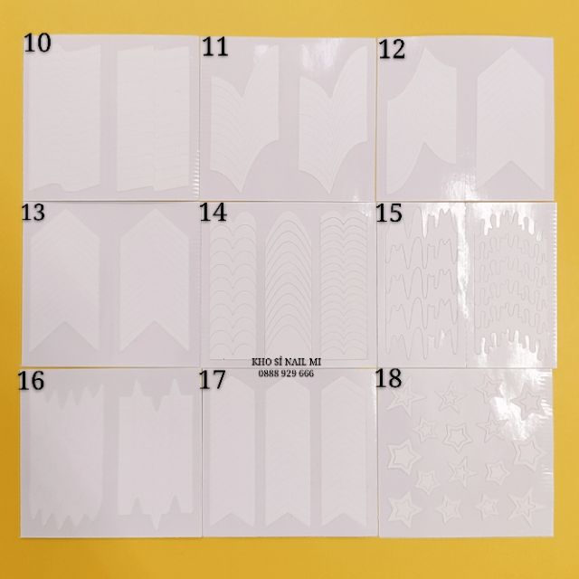 Set 24 tấm gồm 44 mẫu miếng dán hỗ trợ sơn trang trí móng tay - sticker tip guides french nail