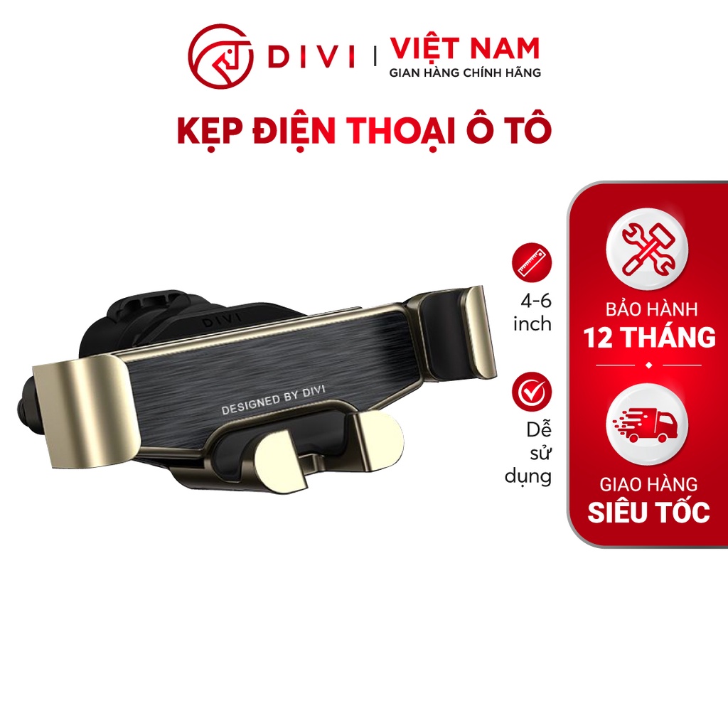 Kẹp điện thoại ô tô DIVI Q624 - Kẹp khe gió điều hòa - Chống shock, rung lắc - Hàng chính hãng - Bảo hành 12 tháng